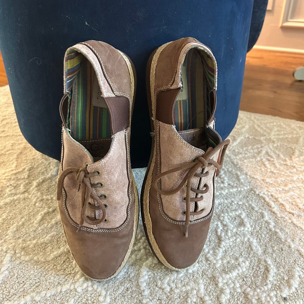 NWOT UGG Herron Wixson Grizzly Nubuck Lace Up Brown Loafers Shoes Size 13